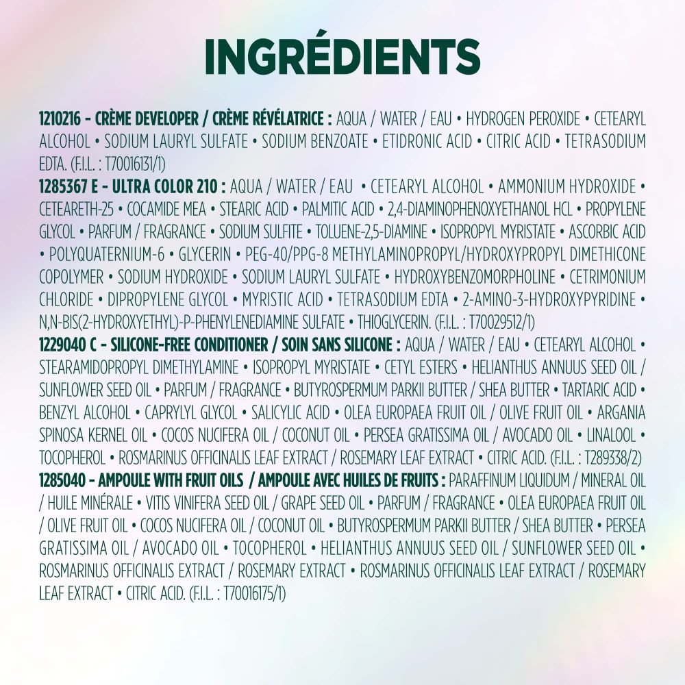 WFP 755029 ULTRA COLOR 210 INGREDIENTS FR